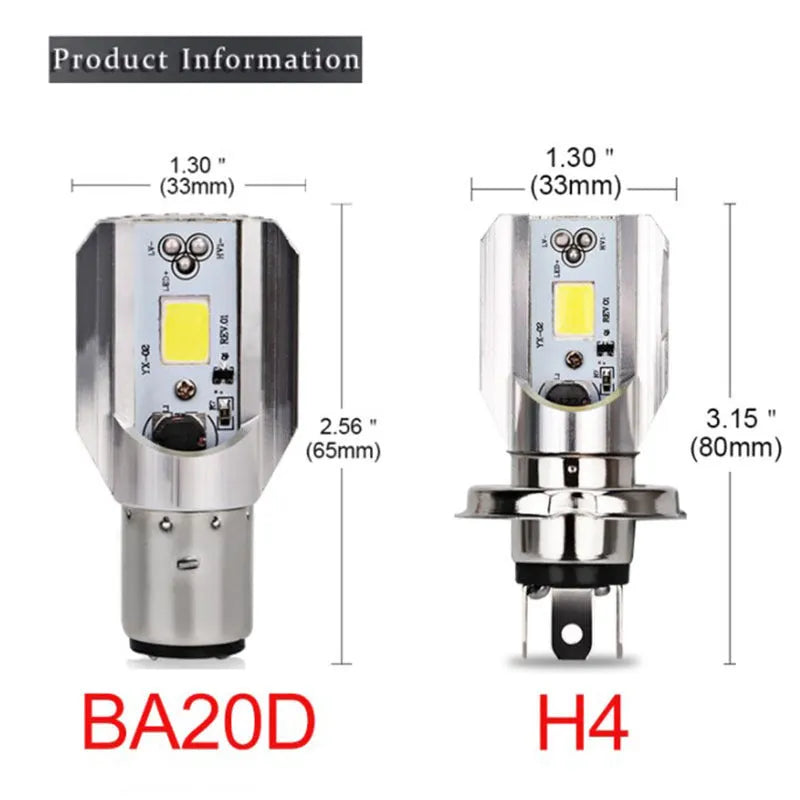 Motorcycle LED headlights with M4 Double Claw H6 H4 Three Claw compatibility in aluminium construction