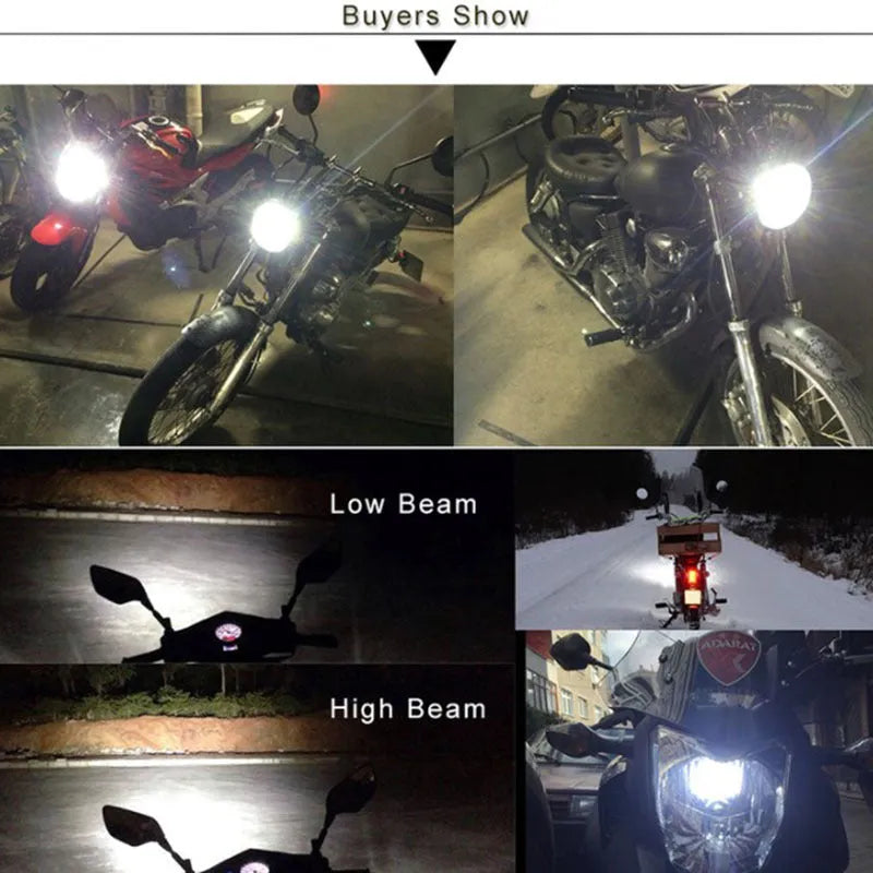 Motorcycle LED headlights with M4 Double Claw H6 H4 Three Claw compatibility in aluminium construction