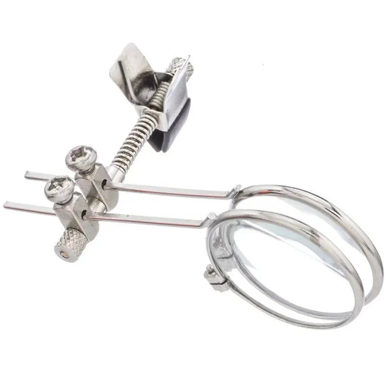 Metal bracket reading glasses double clip with glass lenses for attaching auxiliary reading glasses to eyewear