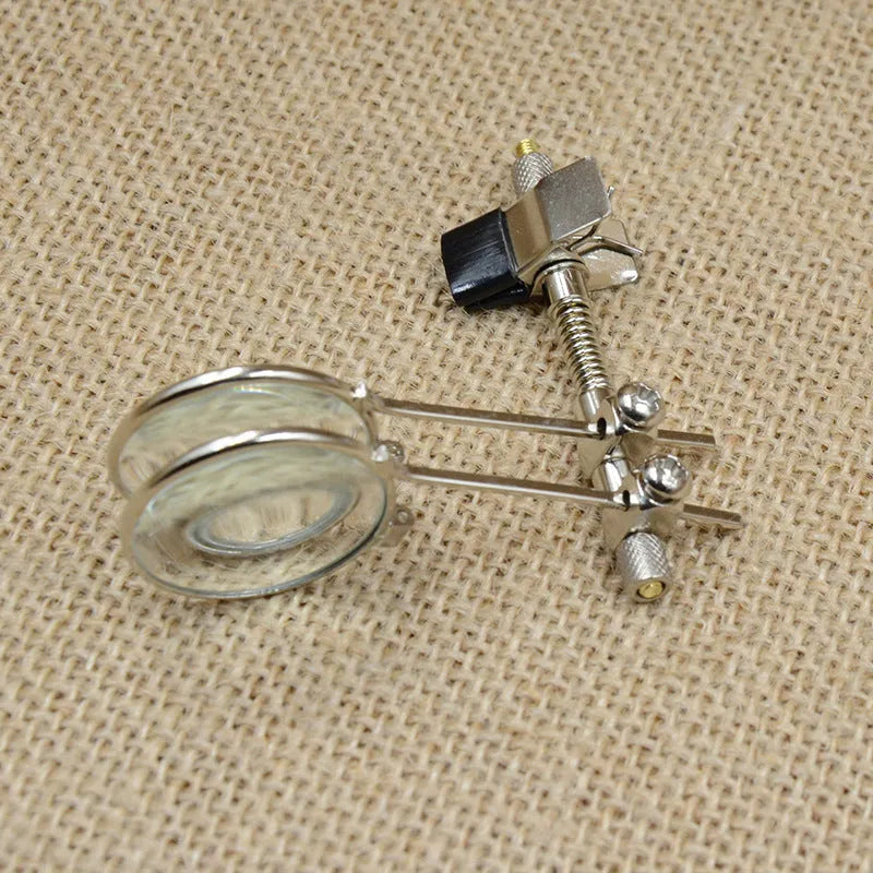 Metal bracket reading glasses double clip with glass lenses for attaching auxiliary reading glasses to eyewear