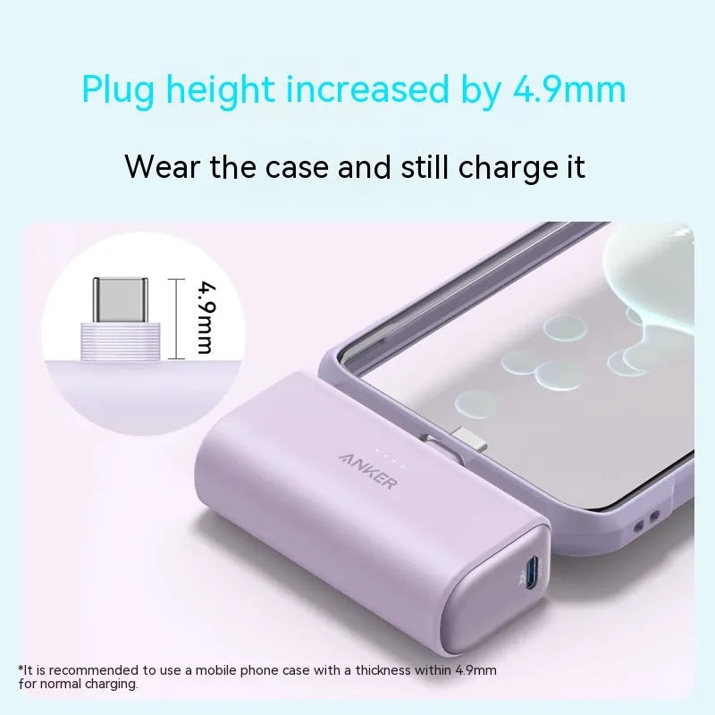 Compact capsule-shaped plastic power bank in five colours showing foldable charging head and Type-C port