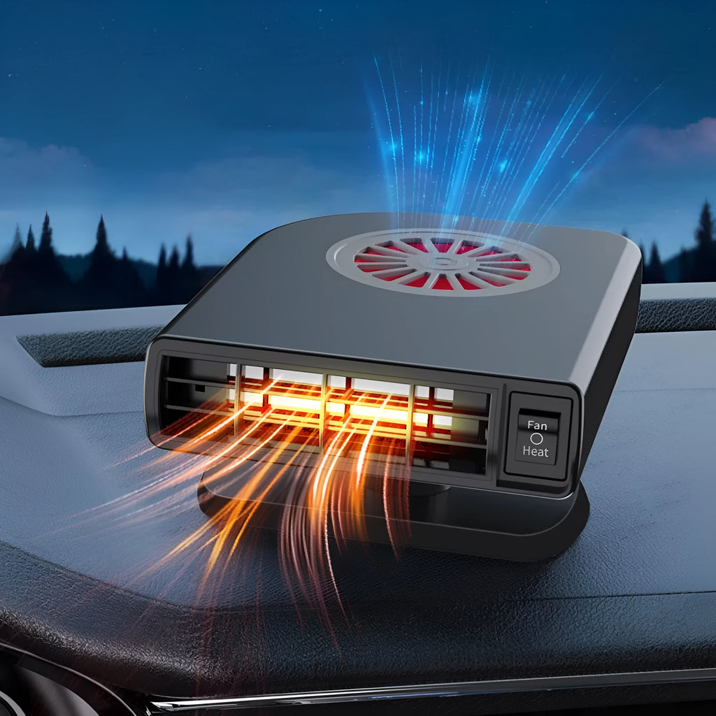 Black compact vehicle-mounted heater for car defrosting and defogging with adjustable bracket