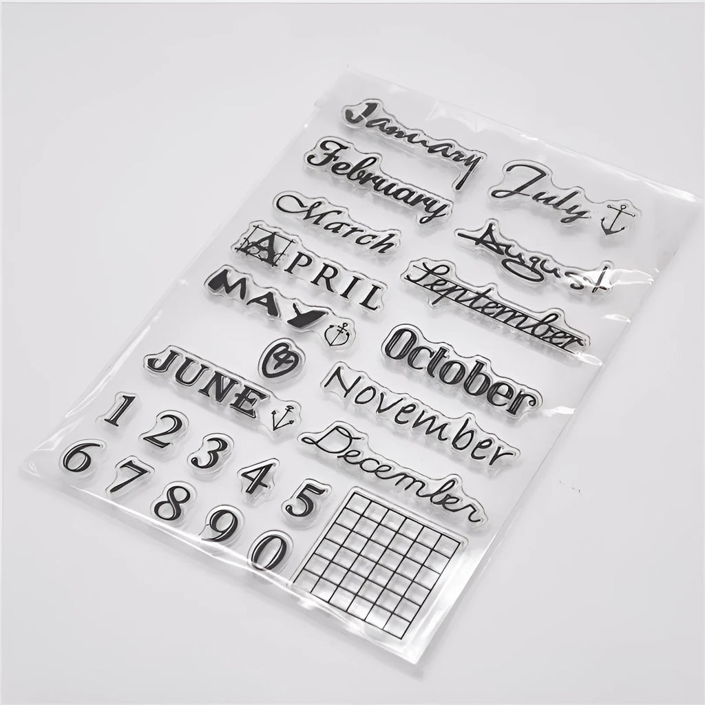 Transparent silicone calendar seal with digital table design for date stamping