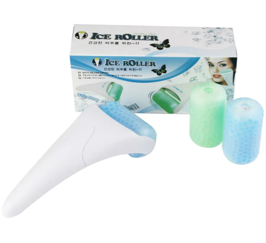 Ice roller massager in plastic, 19.8 cm x 6.0 cm x 11.5 cm, for face and neck use, available in five colours
