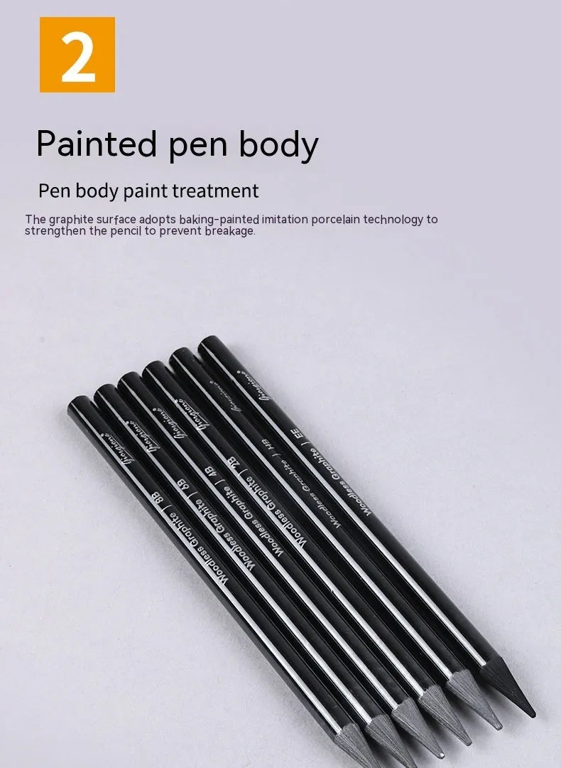 Graphite and carbonised drawing pencil set with wooden shells on suction card packaging