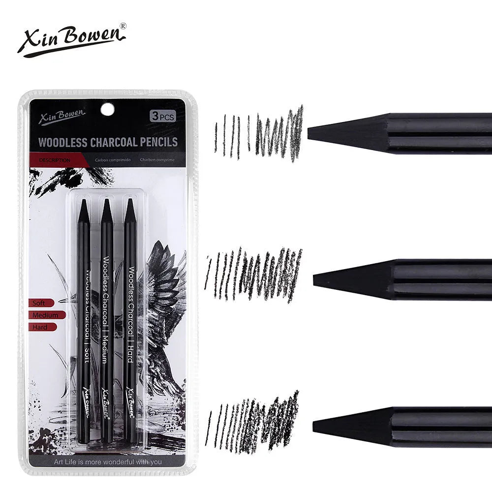 Set of six graphite sketching pencils in grades HB, 2B, 4B, 6B, 8B, and EE.