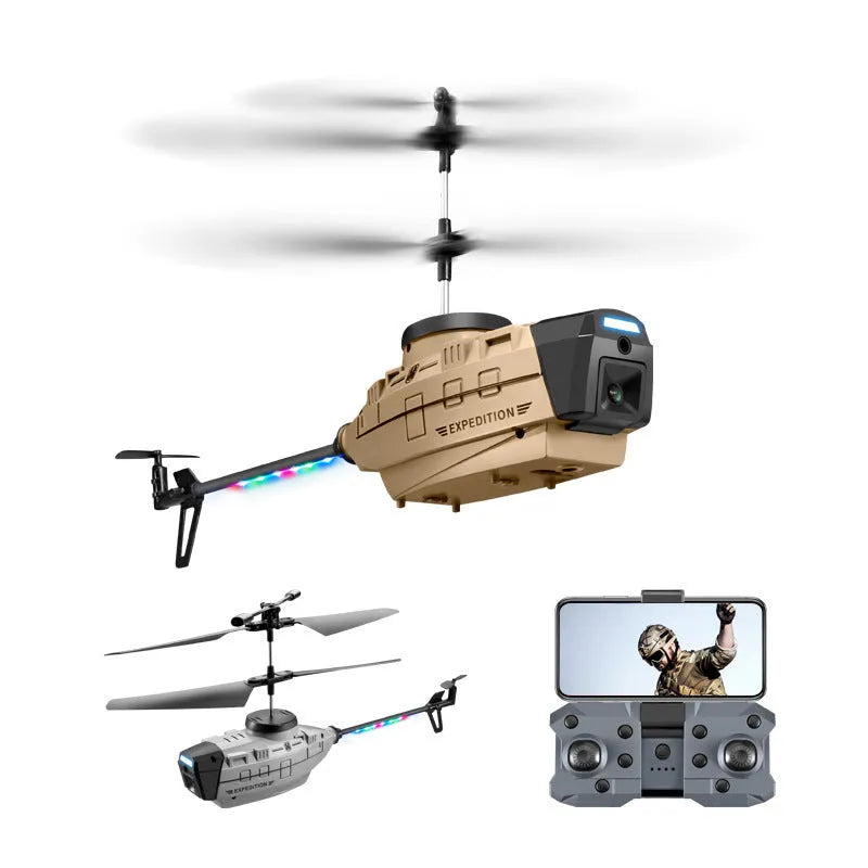 Heifeng grey reconnaissance UAV helicopter drone with obstacle avoidance and coloured lights