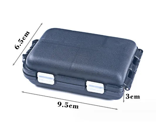 Plastic fishing accessories storage box with 10 compartments in black, green or blue colours