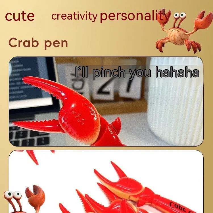 Crab-shaped novelty ballpoint pen with pressing can mechanism and retractable tip