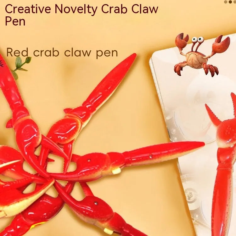 Crab-shaped novelty ballpoint pen with pressing can mechanism and retractable tip