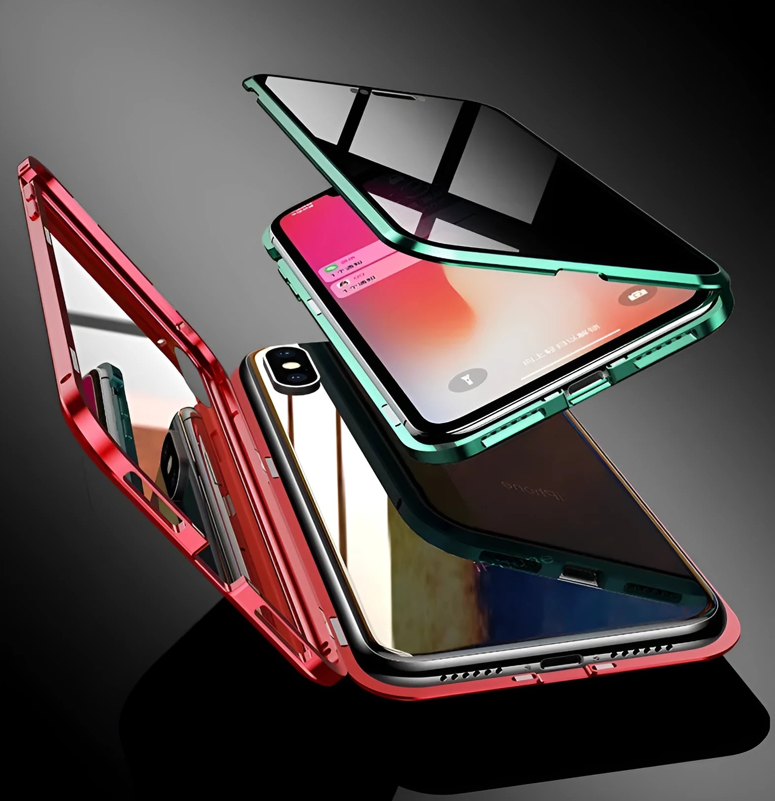 Black anti-peeping magnetic clamshell phone case for Samsung phones shown closed.