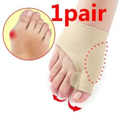 Corrective toe socks with gel bunion pad and silicone toe separator in three sizes