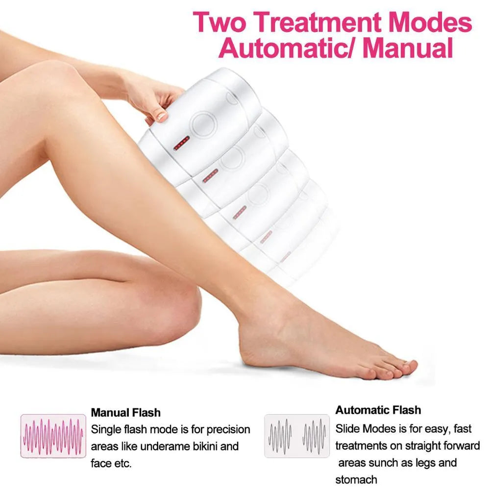 White home laser hair removal instrument with 5 energy gear settings and compact handheld design
