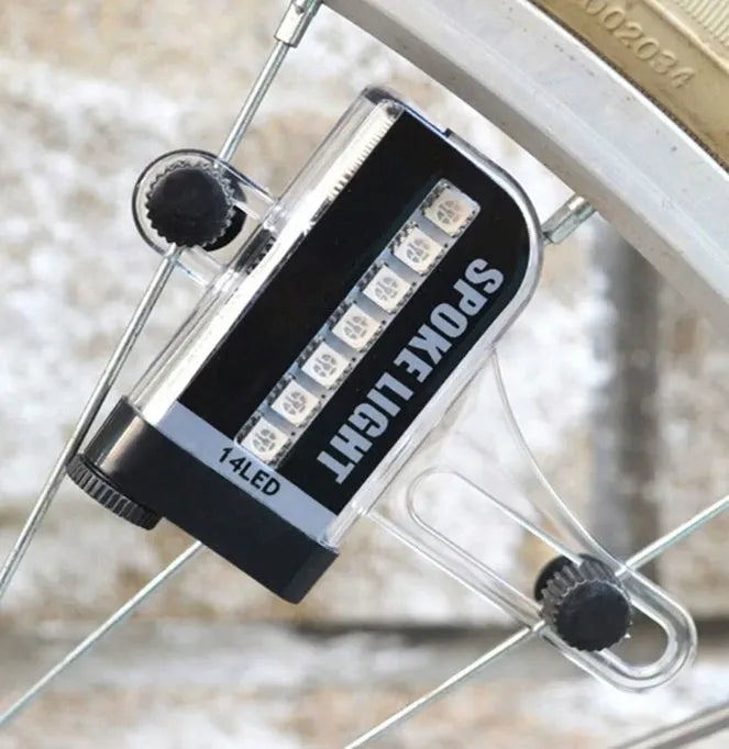 14 LED motorcycle bike light with 7 RGB full colour LEDs on front and back, 32 mode wire light