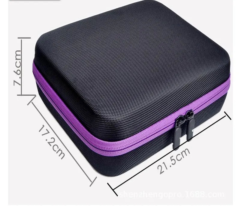 Red EVA essential oil storage bag with 30 compartments for 15ml bottles, wall-mounted organiser