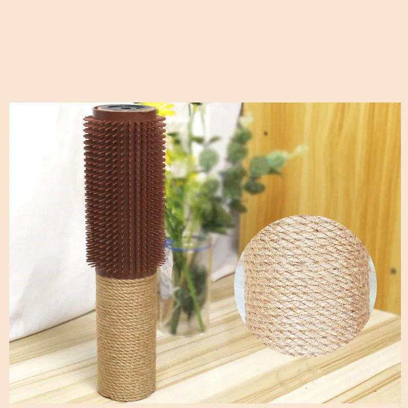 Brown sisal cat scratching post measuring 30cm tall with 5.8cm square base