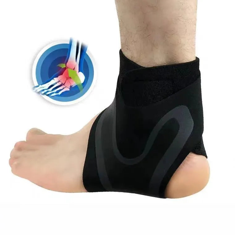 Ankle support brace for sports, shown in left-foot and right-foot specific versions for adult athletes.