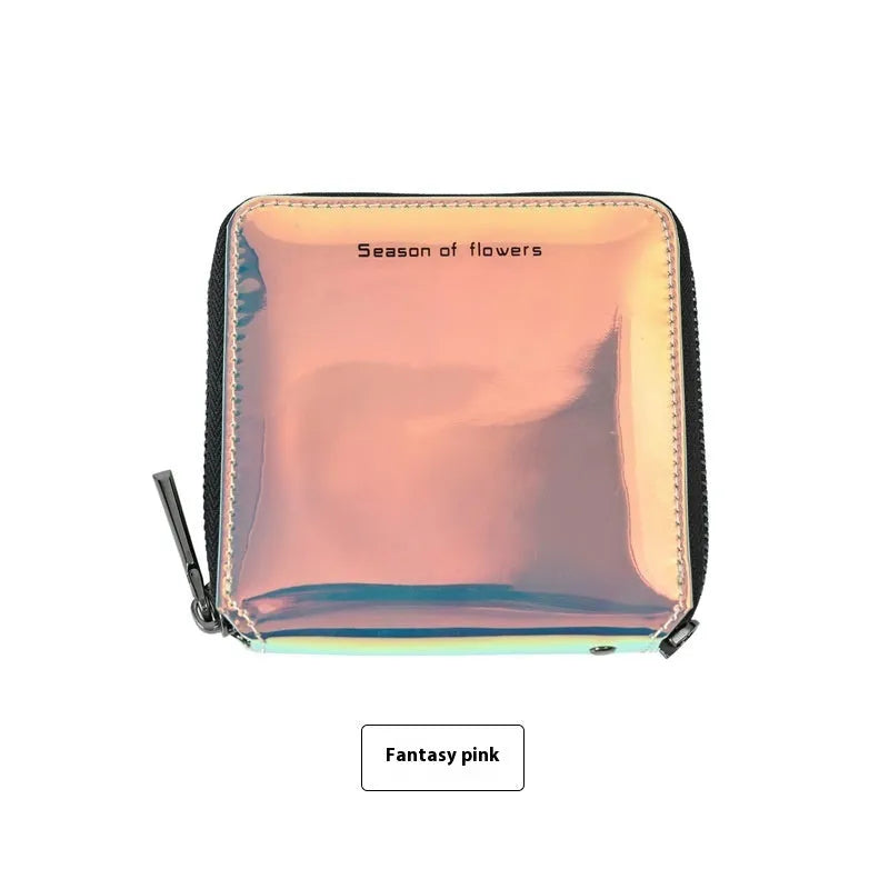Women's Korean style folding wallet in PU leather with 11cm compact dimensions
