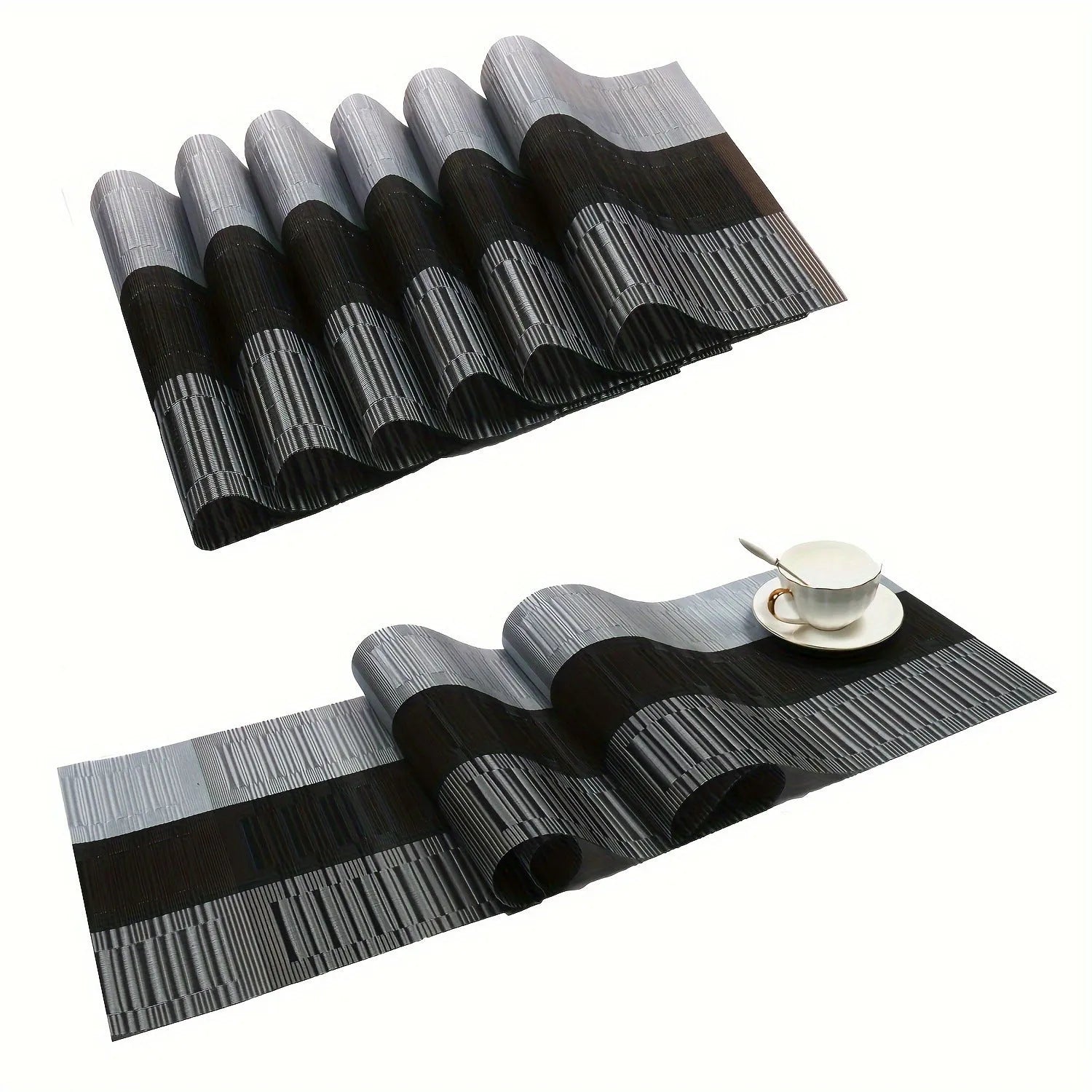 PVC non-slip table runner place mat in modern simplicity style showing gradient bamboo pattern
