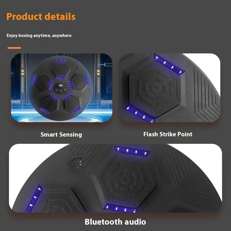 Smart music boxing machine wall target in black, grey, and orange colour options with hanging mount