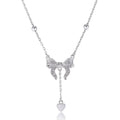 S925 silver butterfly heart pendant necklace with adjustable O-ring chain