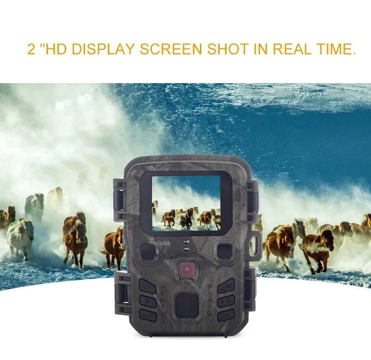 Black infrared night vision monitoring device with lens and plastic housing on a colour box.