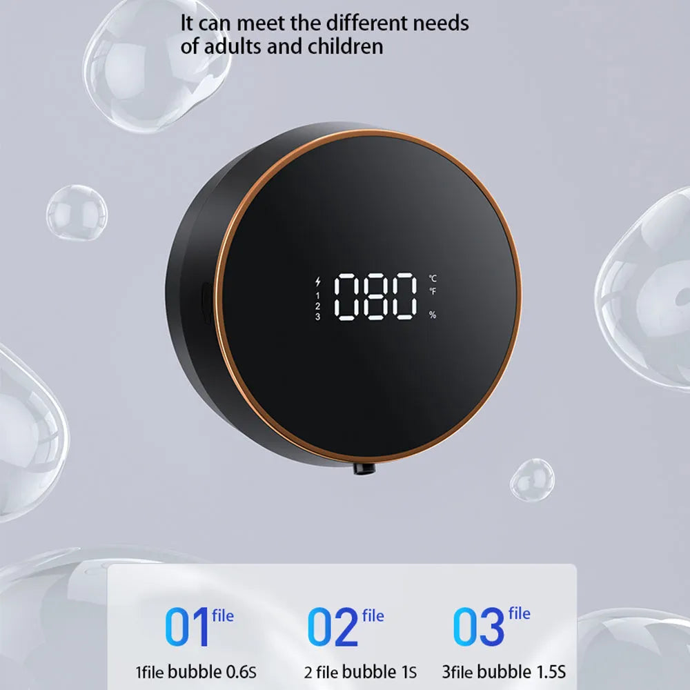Black and white wall mounted automatic foam dispenser with USB charging port