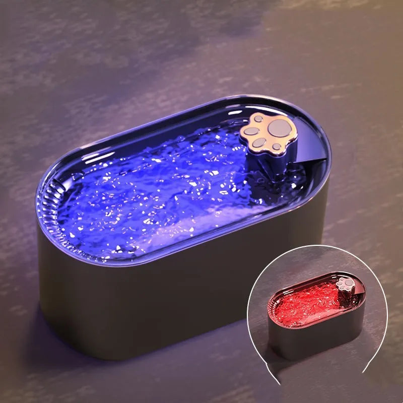 Automatic pet water fountain in Berlin blue colour with 3 litre capacity and LED indicator light