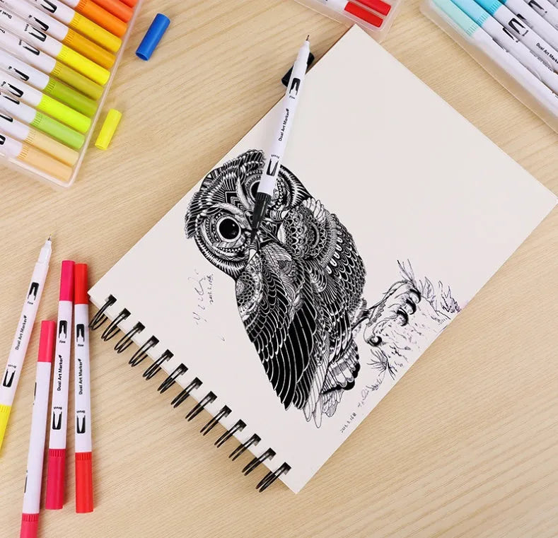 Set of watercolour brush pens in multiple colours for illustration and promotional artwork