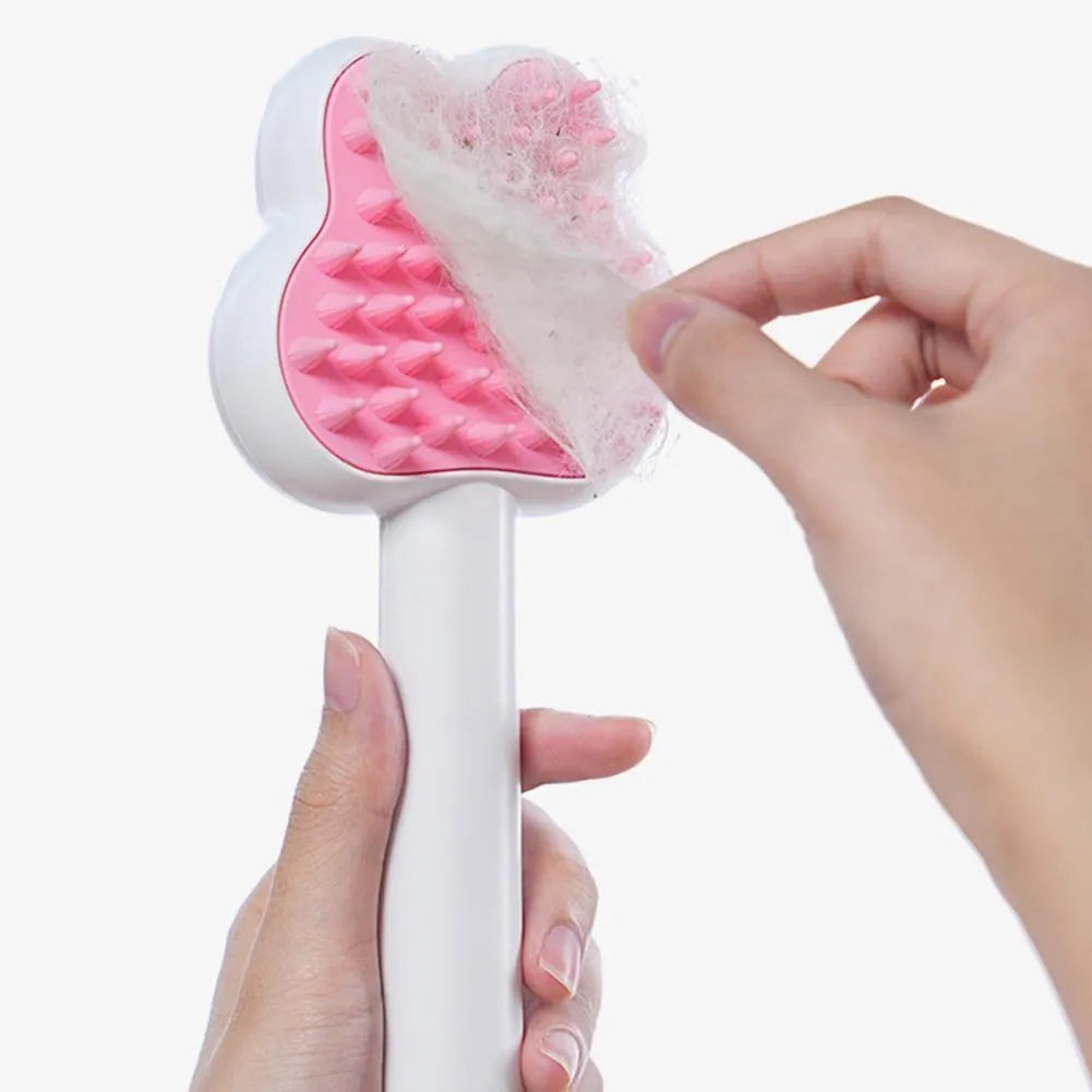 Rechargeable pet steam grooming brush in cartoon design with green, pink or white colour options