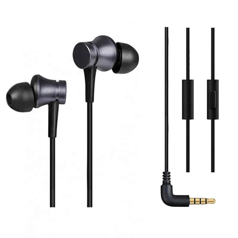 Piston in-ear wired headphones with 3.5mm connector in black, blue, and red colour options