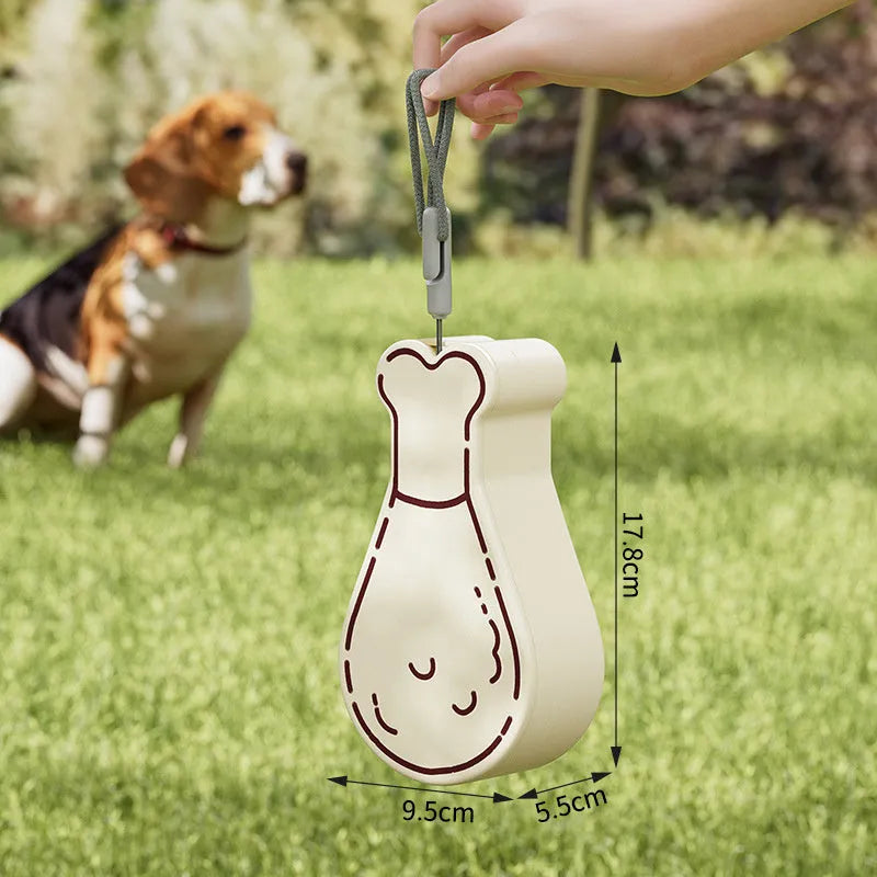 Orange and white portable pet water feeder bottle with food container compartment