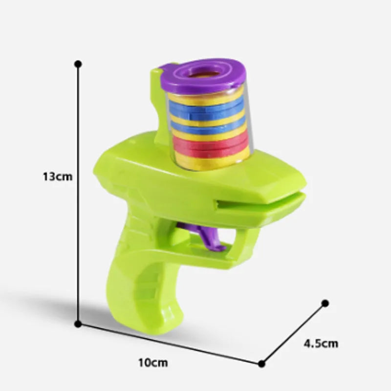 Green or purple durable plastic battery-free cat toy launcher with foam discs for interactive play