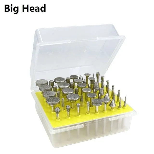 Elliptical cone-shaped alloy diamond grinding head with 3mm shank for rotary tools