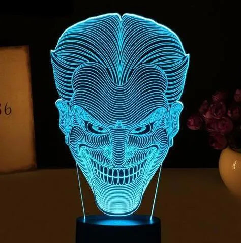 USB-powered 3D LED mood lamp with remote control showing seven colour options