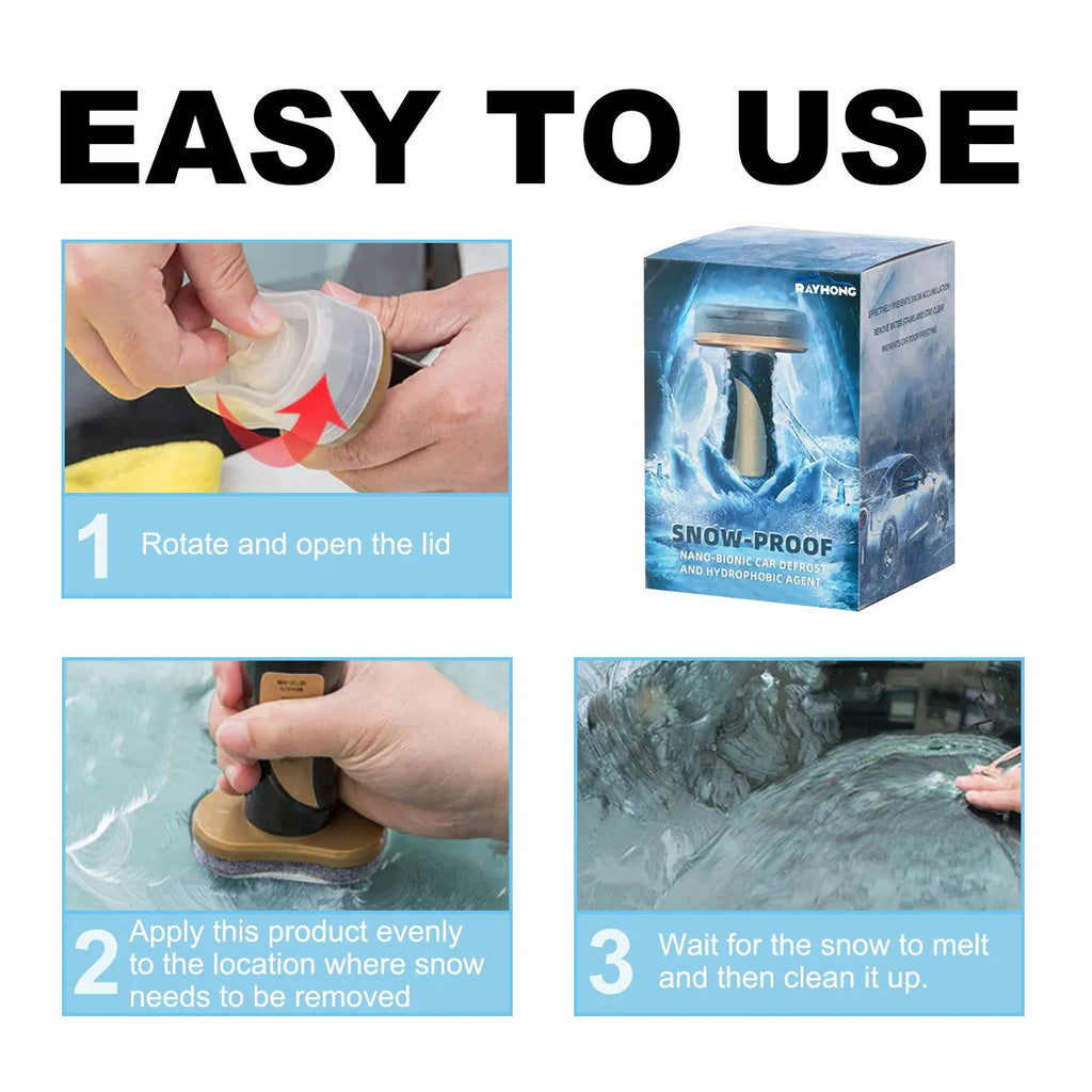 Car snow brush with hydrophobic nano coating spray bottle attached to PE plastic handle