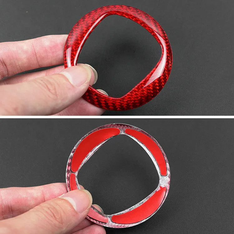Carbon fibre steering wheel cover in black and red colour options showing textured carbon pattern