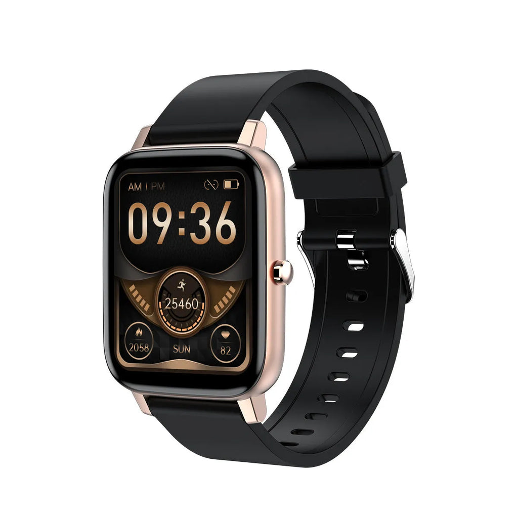 H80 black smartwatch with ECG and blood oxygen monitoring on a silicone strap