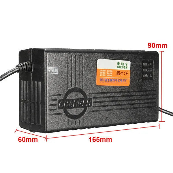Black 72V20AH electric car charger for vehicles with aluminium case and regional plug options