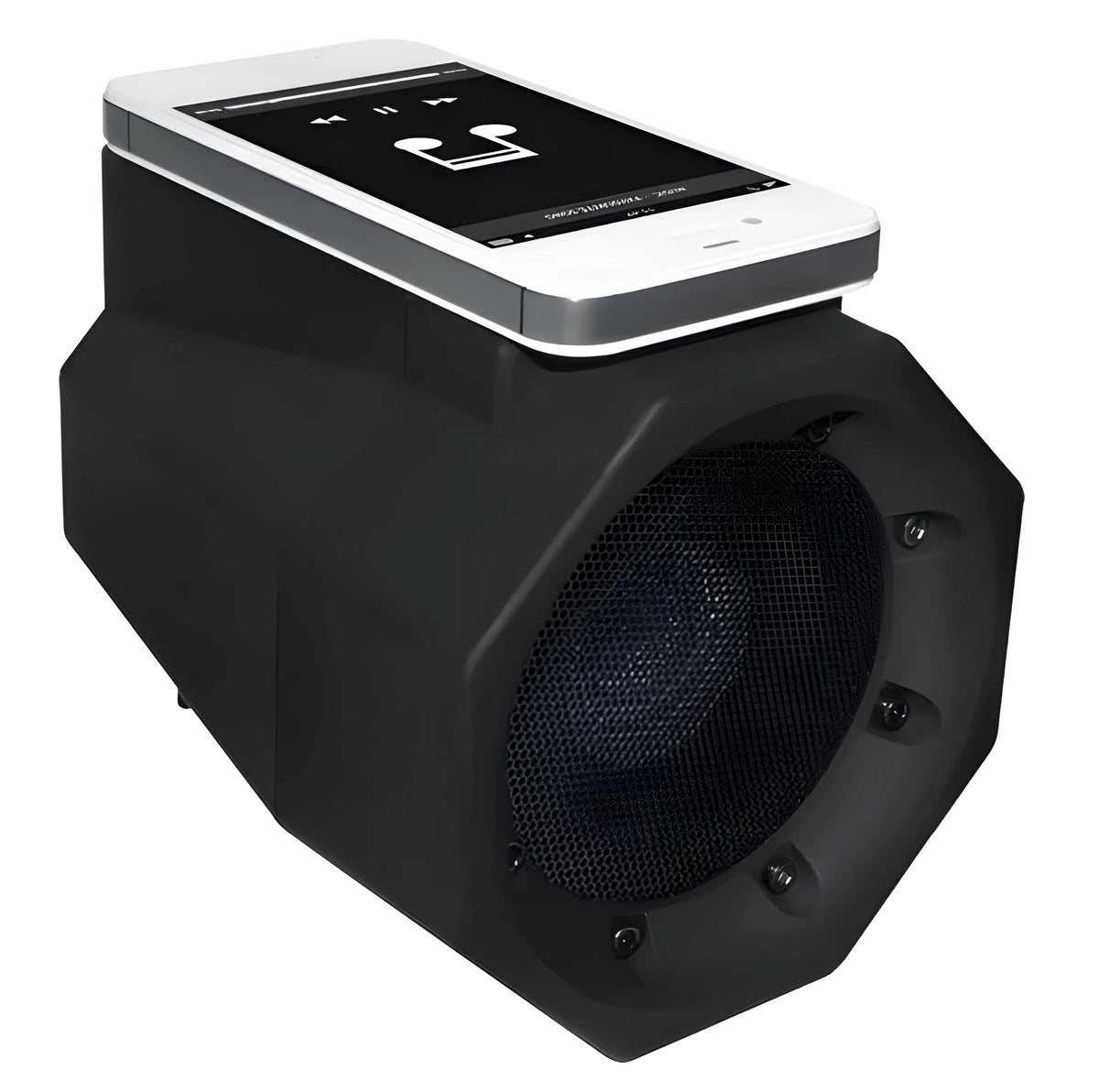 Black portable speaker with USB and 3.5mm jack, 3W output, built-in battery, 122x100x100mm plastic shell