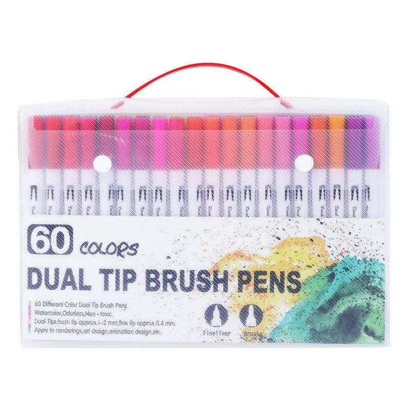 Set of watercolour brush pens in multiple colours for illustration and promotional artwork