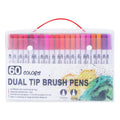 Set of watercolour brush pens in multiple colours for illustration and promotional artwork