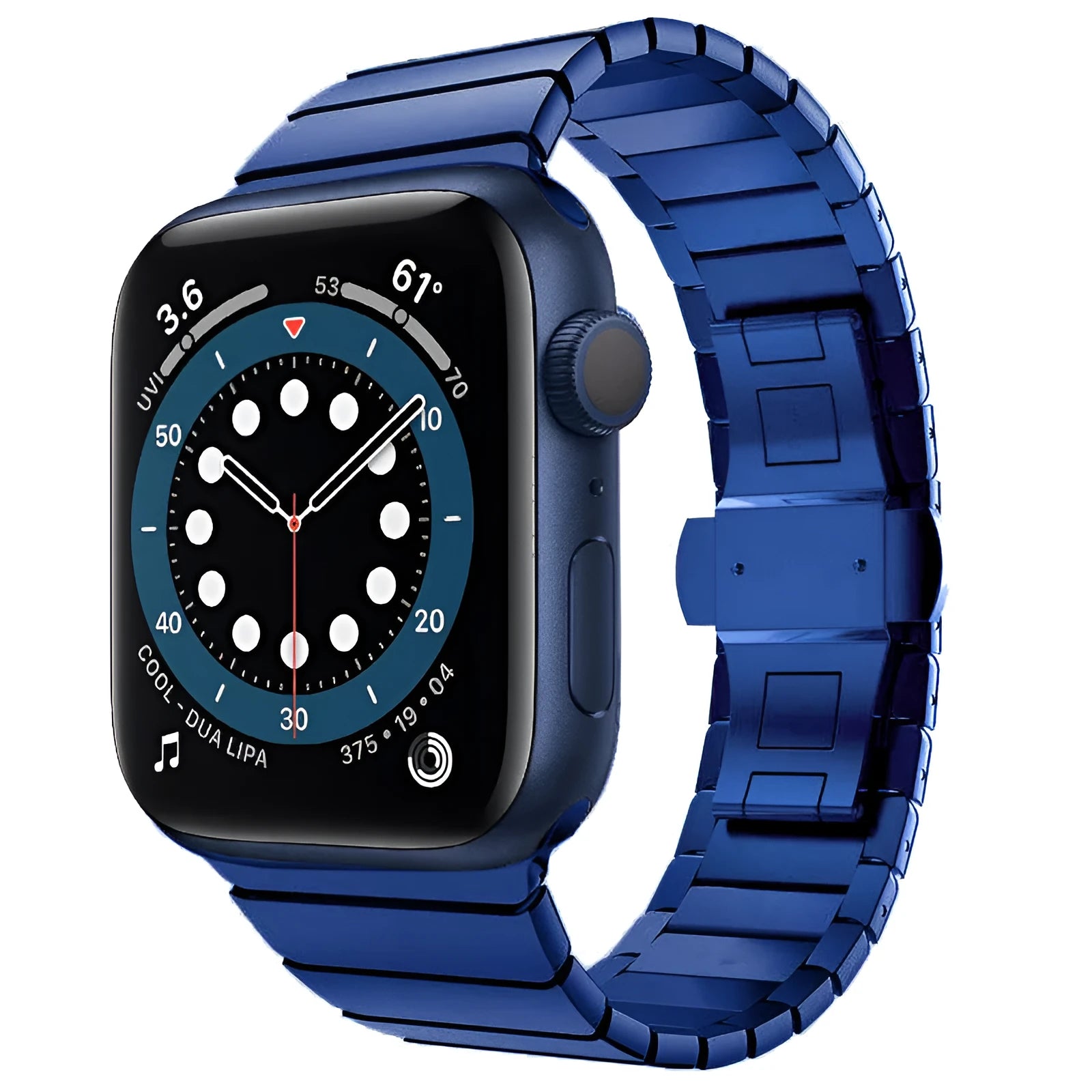 Stainless steel Apple Watch band with butterfly clasp in multiple colour options