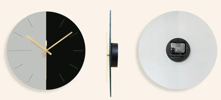 Transparent tempered glass wall clock with minimalist numerals, 29.5cm in diameter.
