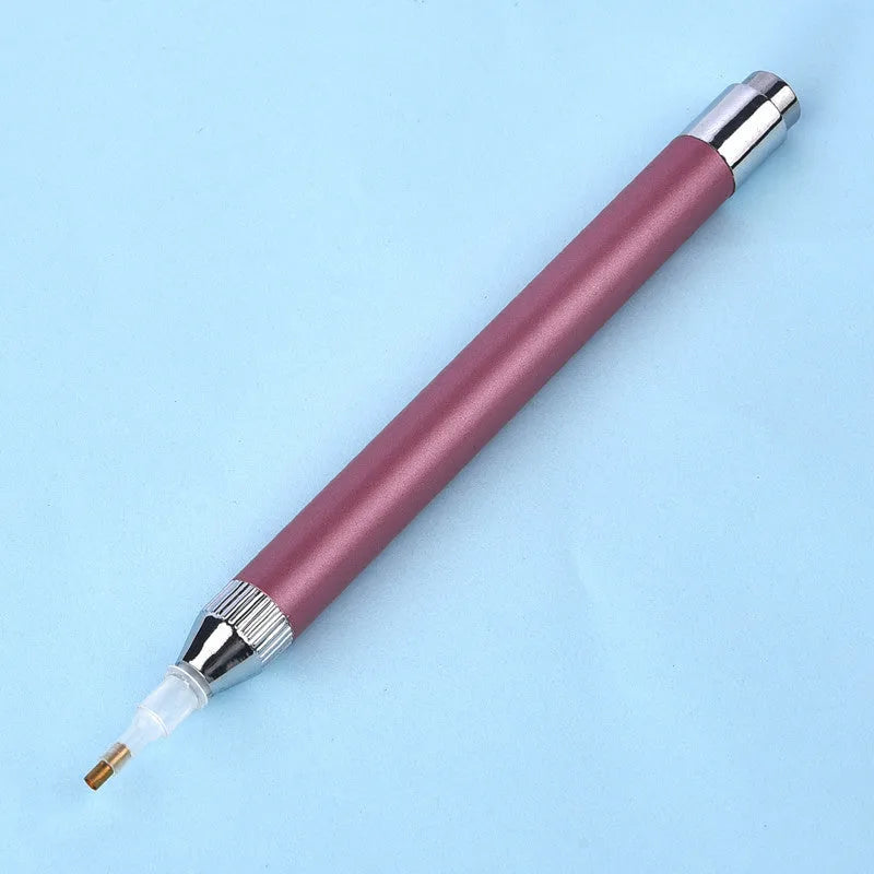 Luminous single-head drill pen for diamond painting crafts in aluminium alloy with metal frame