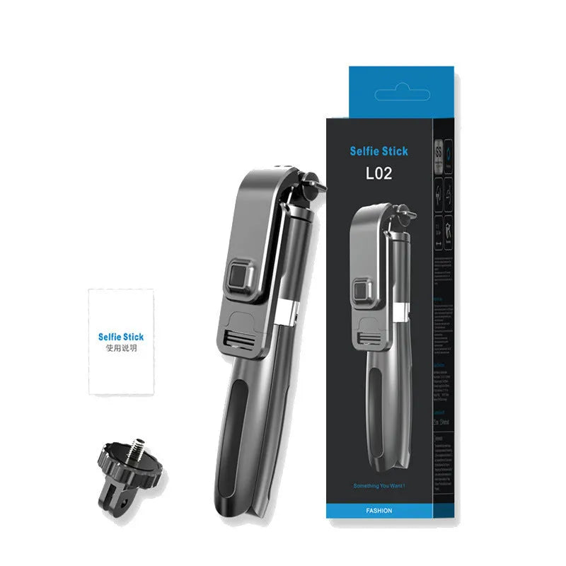 Bluetooth selfie stick wireless remote control tripod in black or white with adjustable height