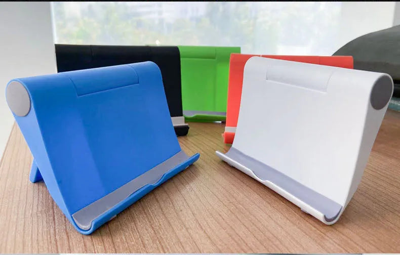 PE folding mobile phone stand with multi-angle adjustment in various colours