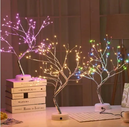 LED Christmas tree light with 108 LEDs on 50-60cm tall plastic tree structure and touch-sensitive base