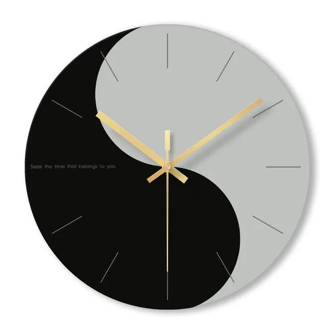 Transparent tempered glass wall clock with minimalist numerals, 29.5cm in diameter.