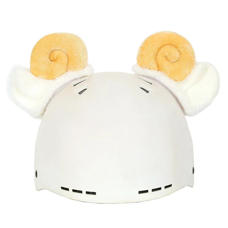 Plush helmet cover with cartoon ear decorations for cycling and costume use